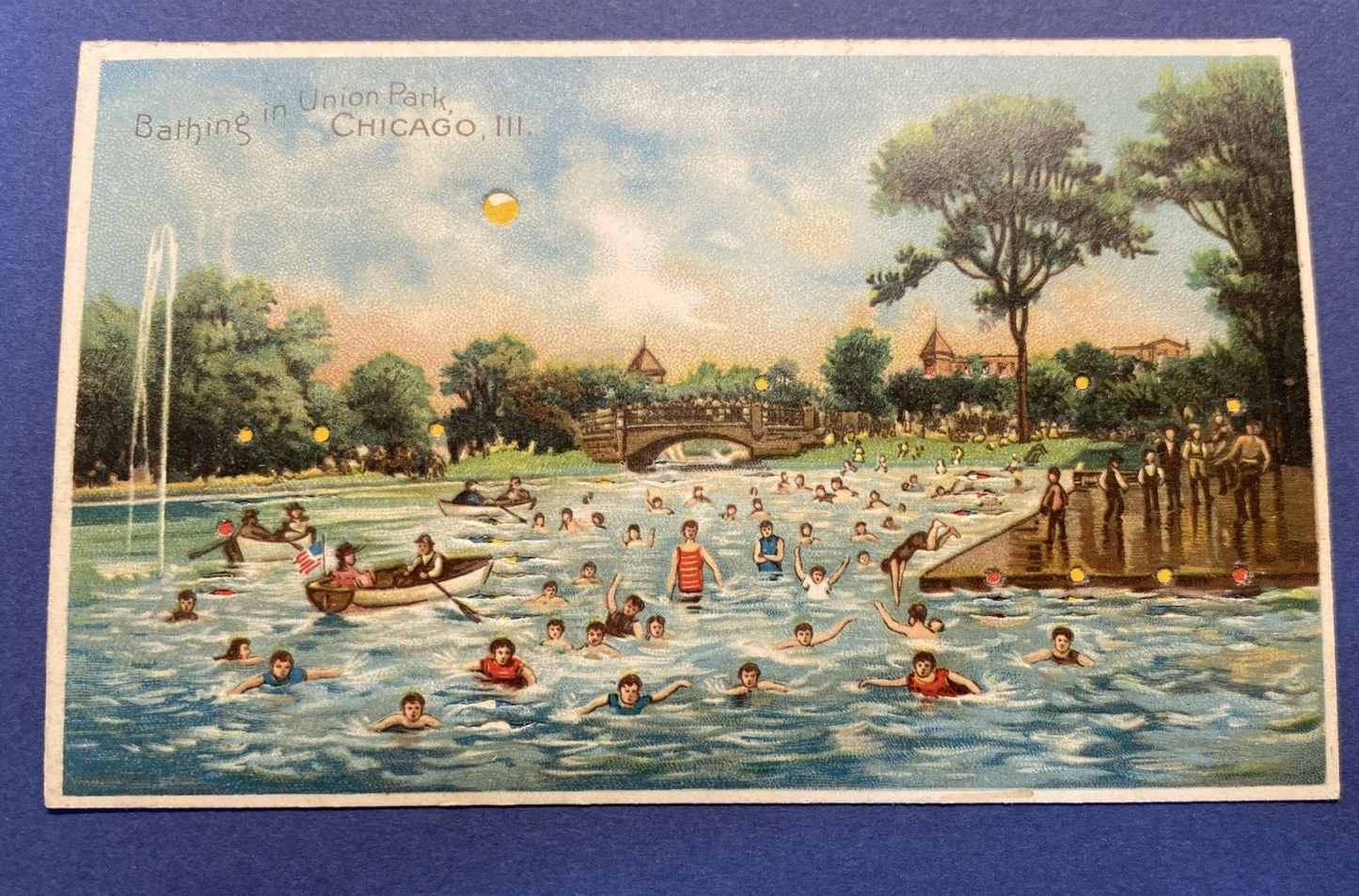 HTL Hold to the Light Bathing in Union Park Chicago IL Illinois Vintage Postcard