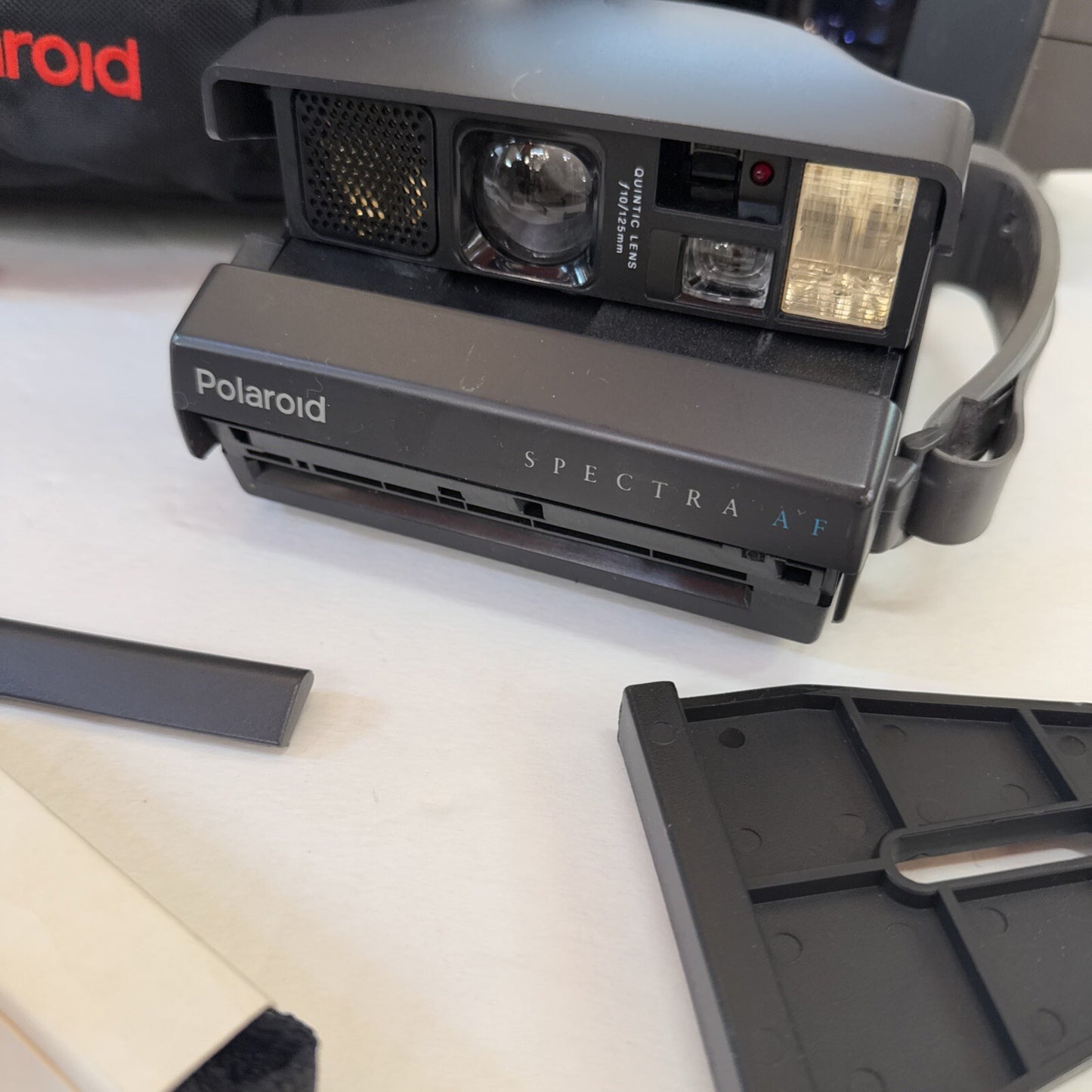 LOT POLAROID SPECTRA AF CAMERA PLUS CLOSE UP STAND DUPLICATOR LIGHT LOCK BAG