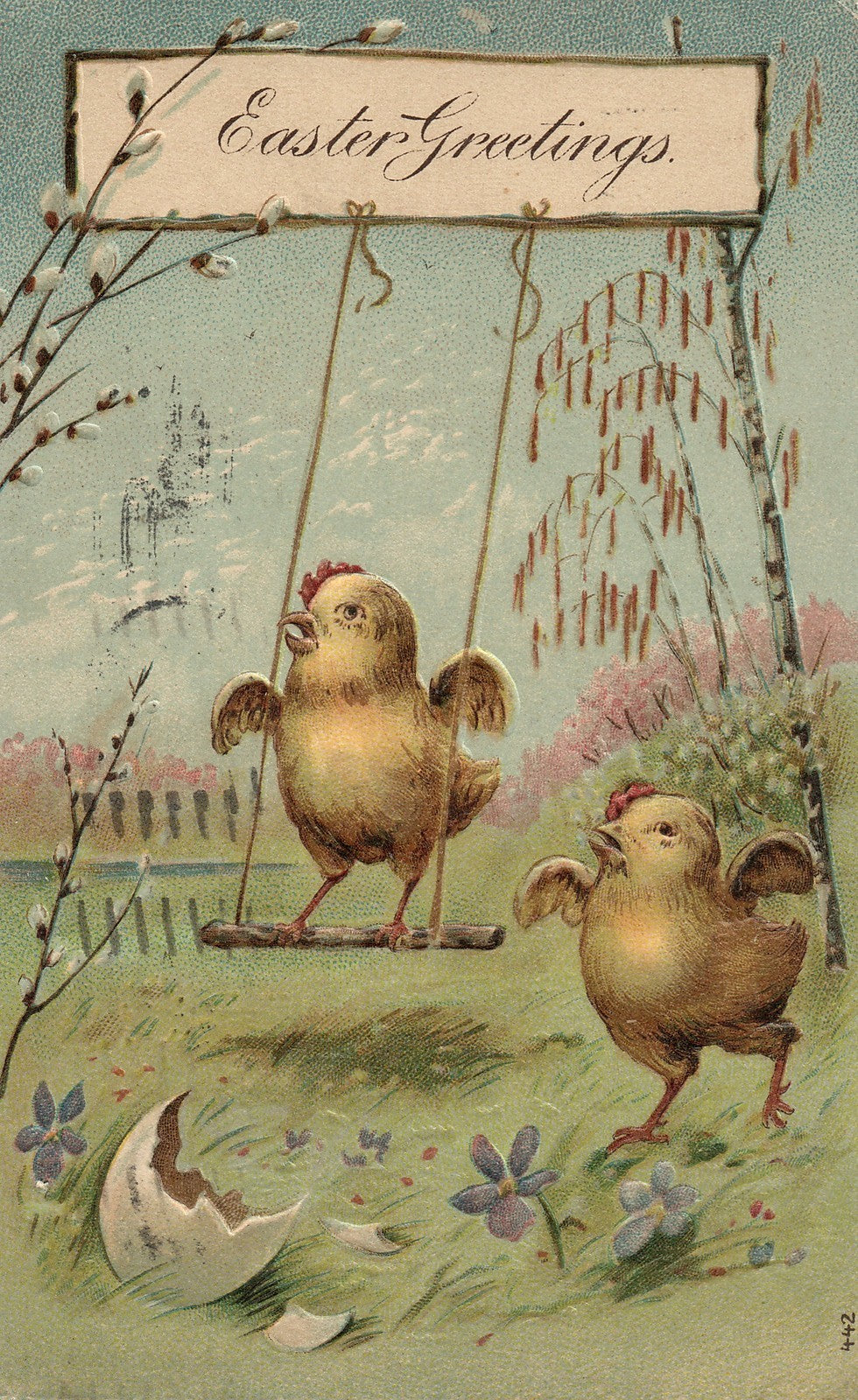 Easter Chicks Swing Postcard 442 1907