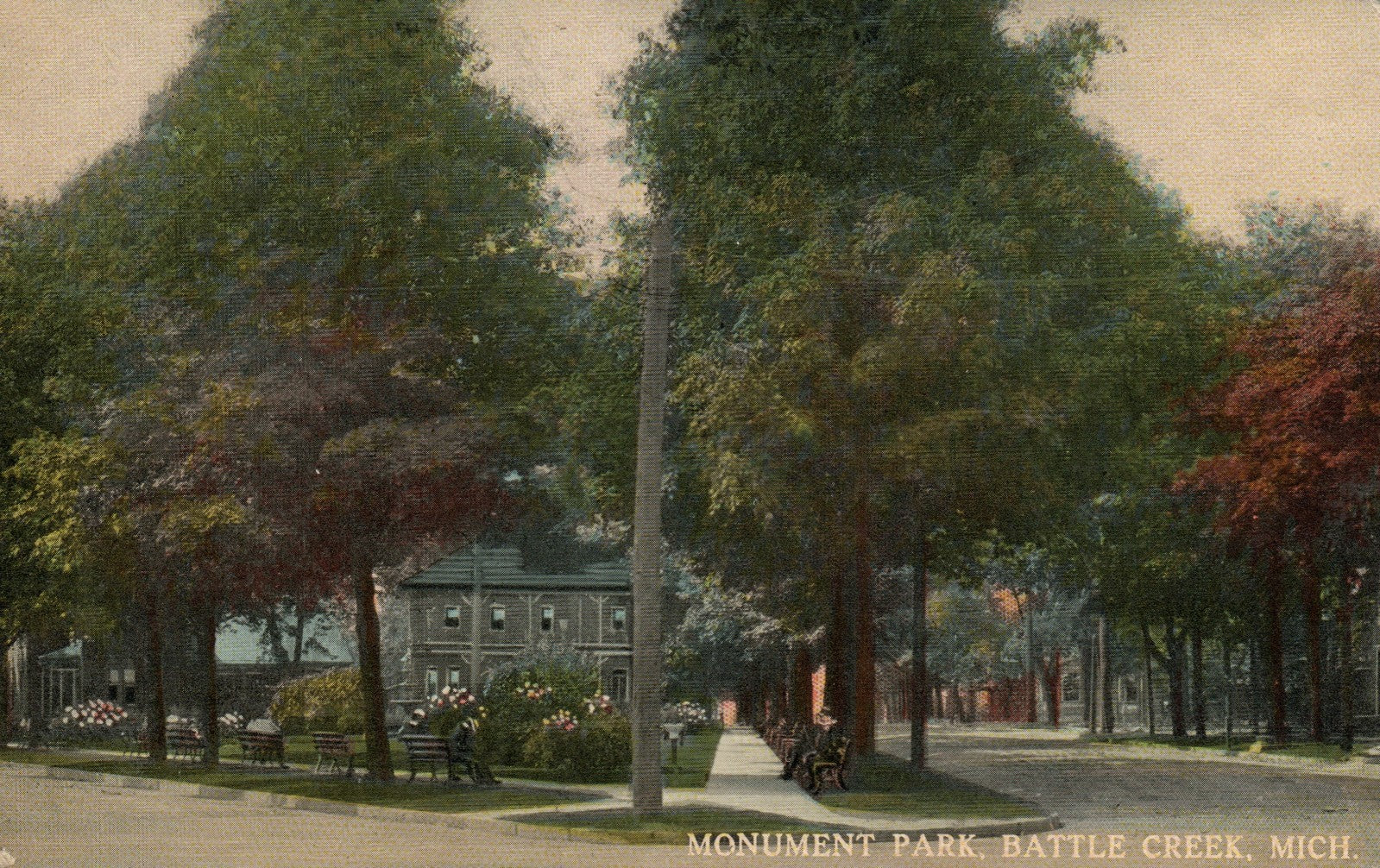 Monument Park Battle Creek Mich MI Michigan Postcard