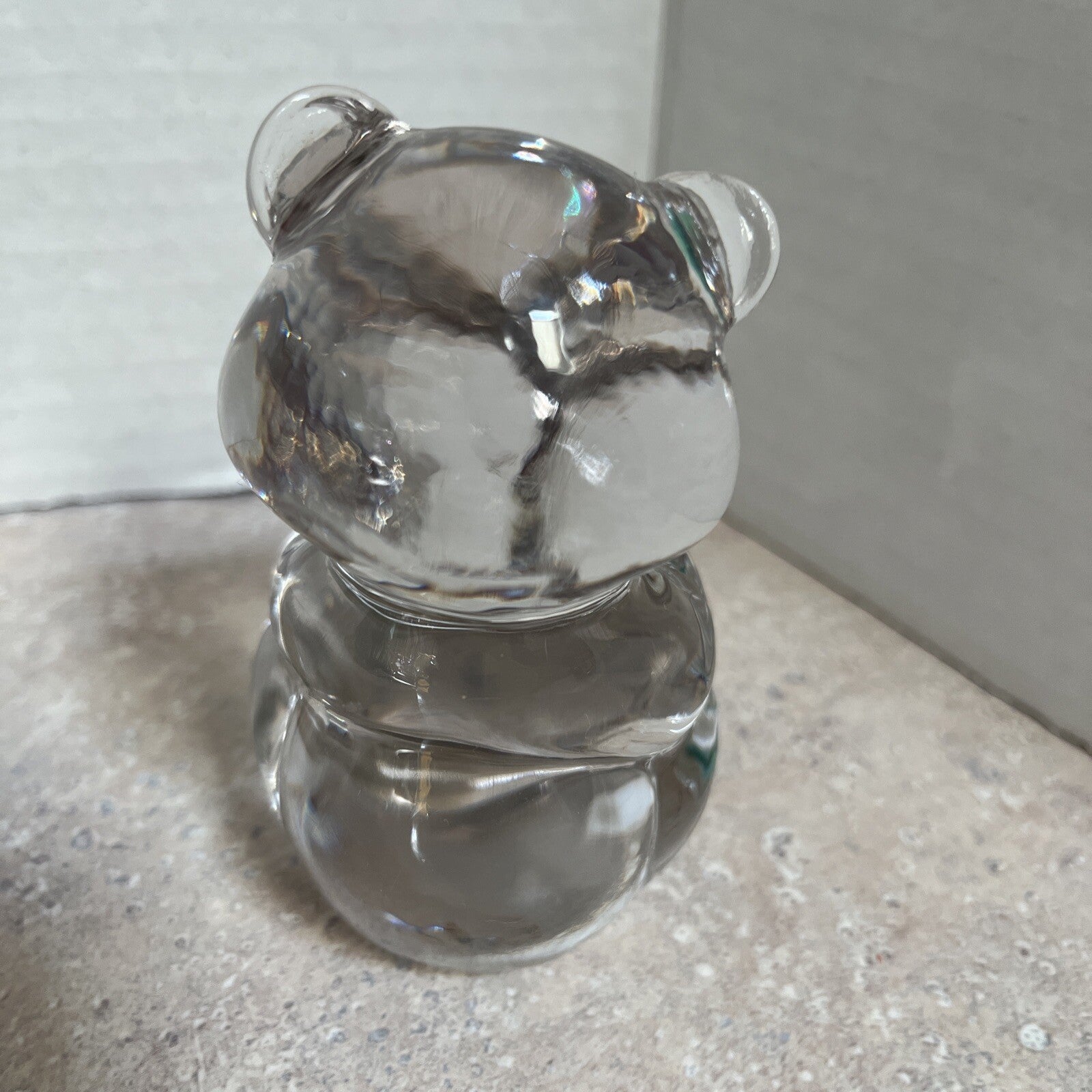 FENTON November Birthstone Bear Clear Glass Birthday Bear with Gold Color Heart