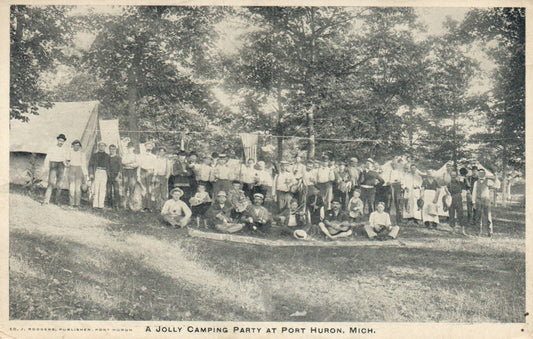 A Jolly Camping Party At Port Huron MI Michigan Mich Postcard