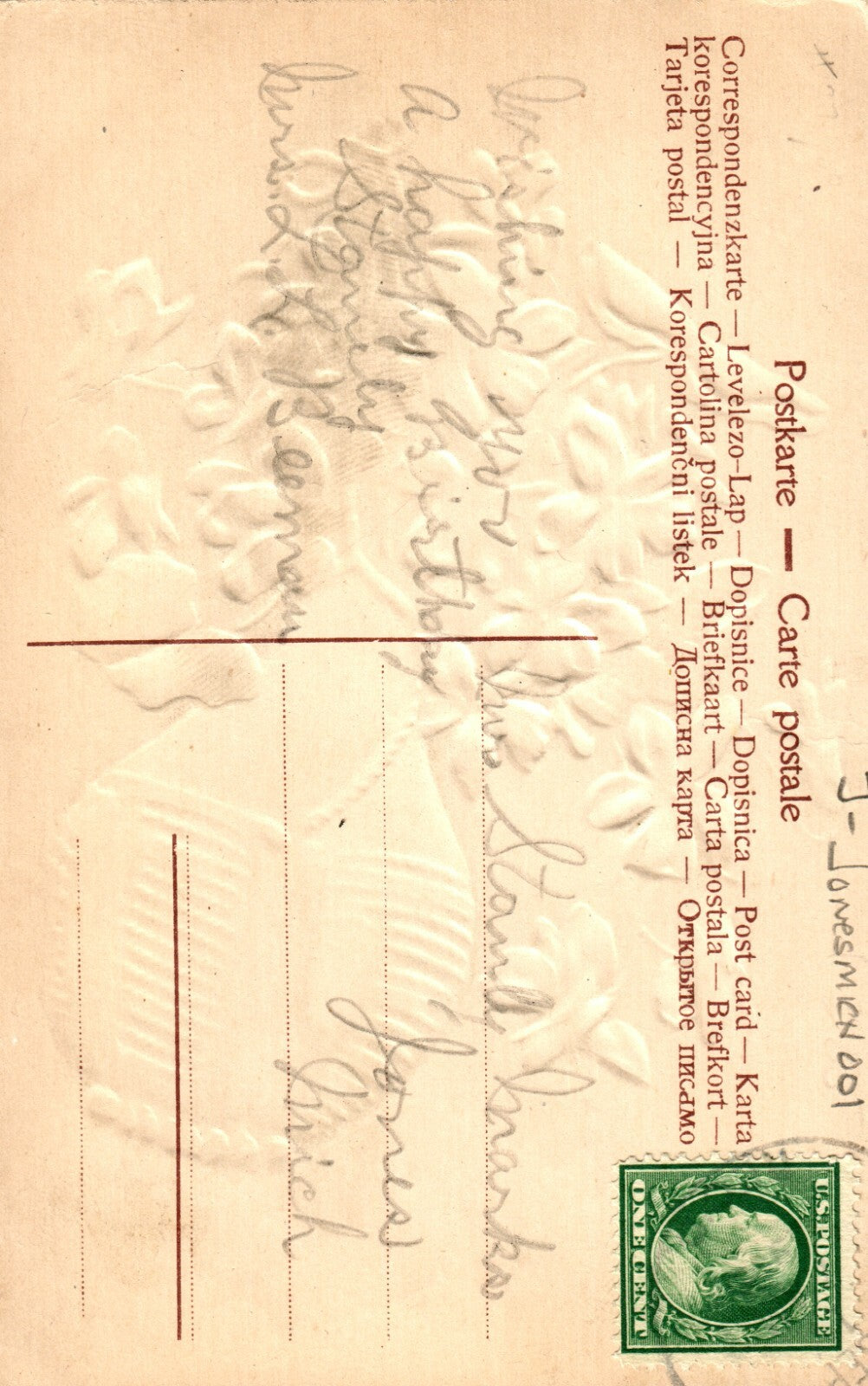 1900's Floral greeting card from Jones Mich Michigan MI Postcard