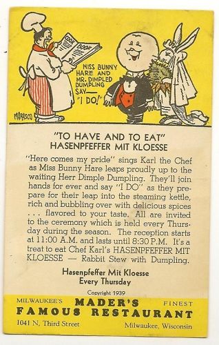 Maders Famous Resturant Milwaukee Wisconsin WI Postcard