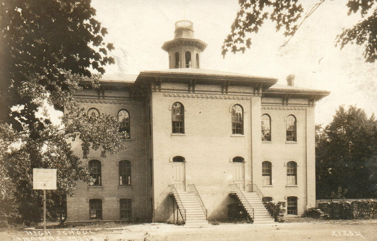 Real Photo 21234 High School View Saranac Michigan MI Postcard