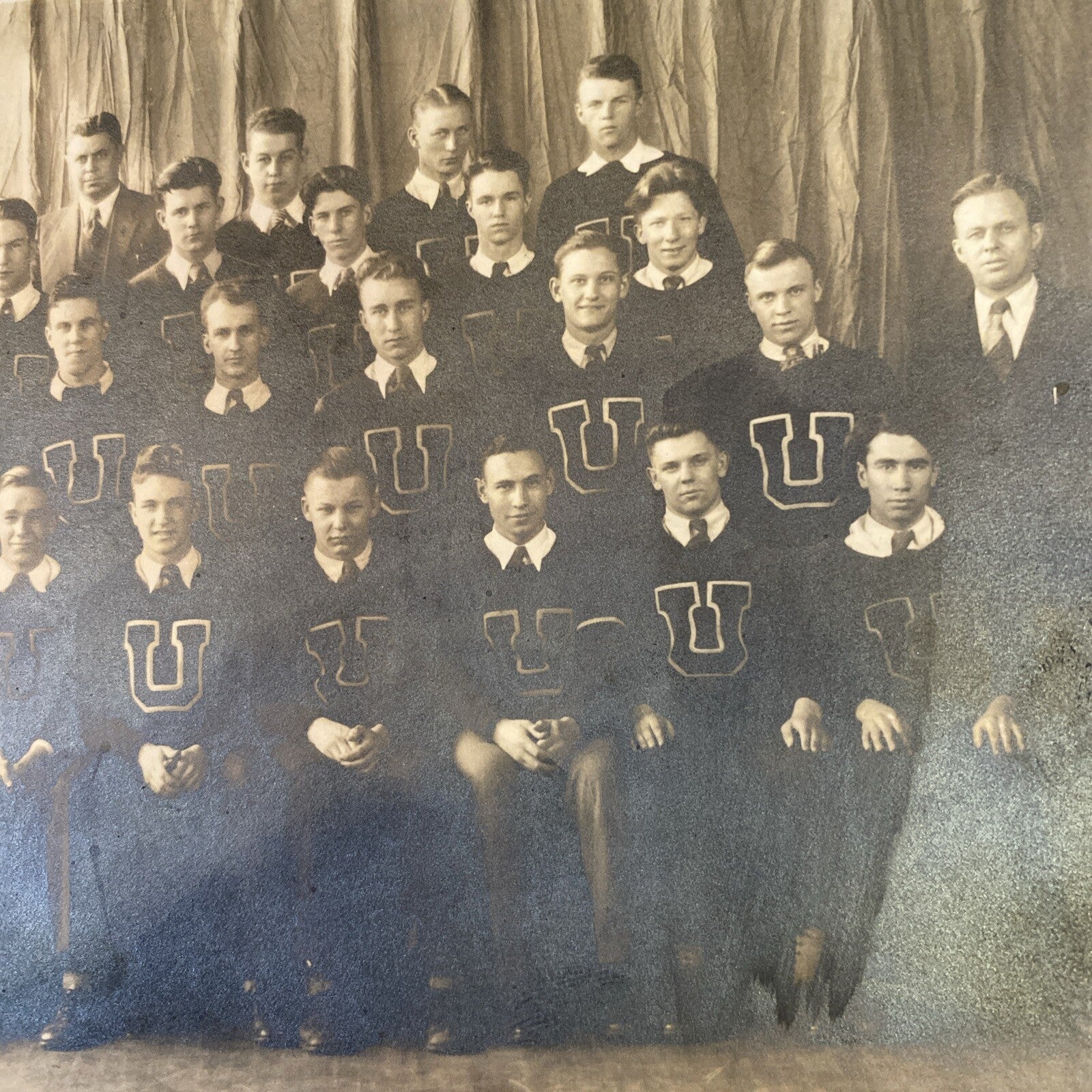 1930 Real Photo Union High School Grand Rapids Michigan  MI Athlete Photograph