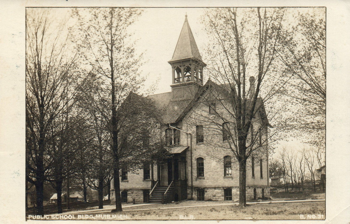 1911 Real Photo Public School Building Muir Michigan MI Postcard B No 31