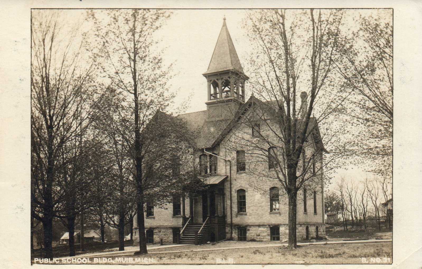 1911 Real Photo Public School Building Muir Michigan MI Postcard B No 31