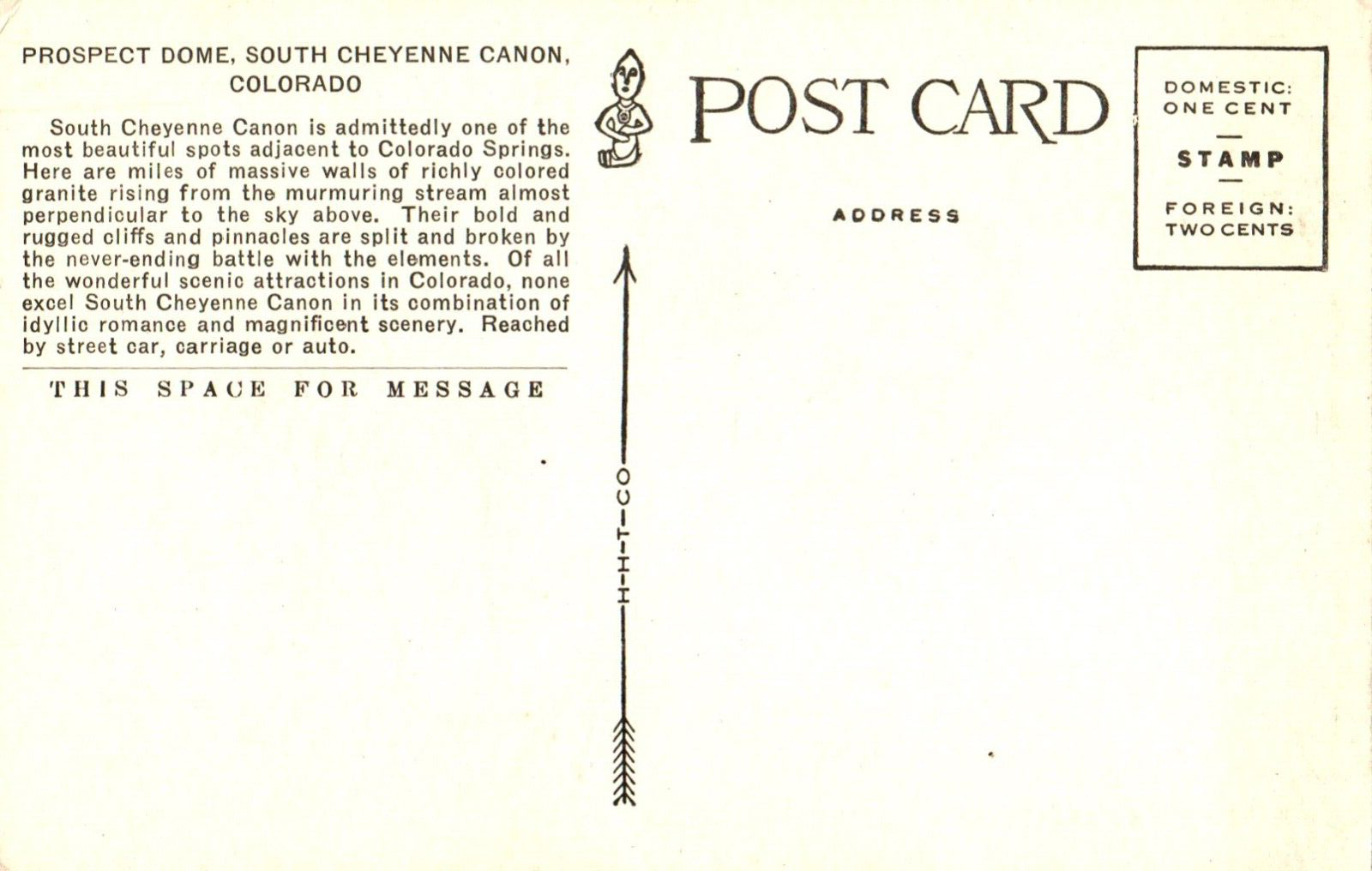 Prospect Dome South Cheyenne Canon in Colorado Springs Colorado CO Postcard