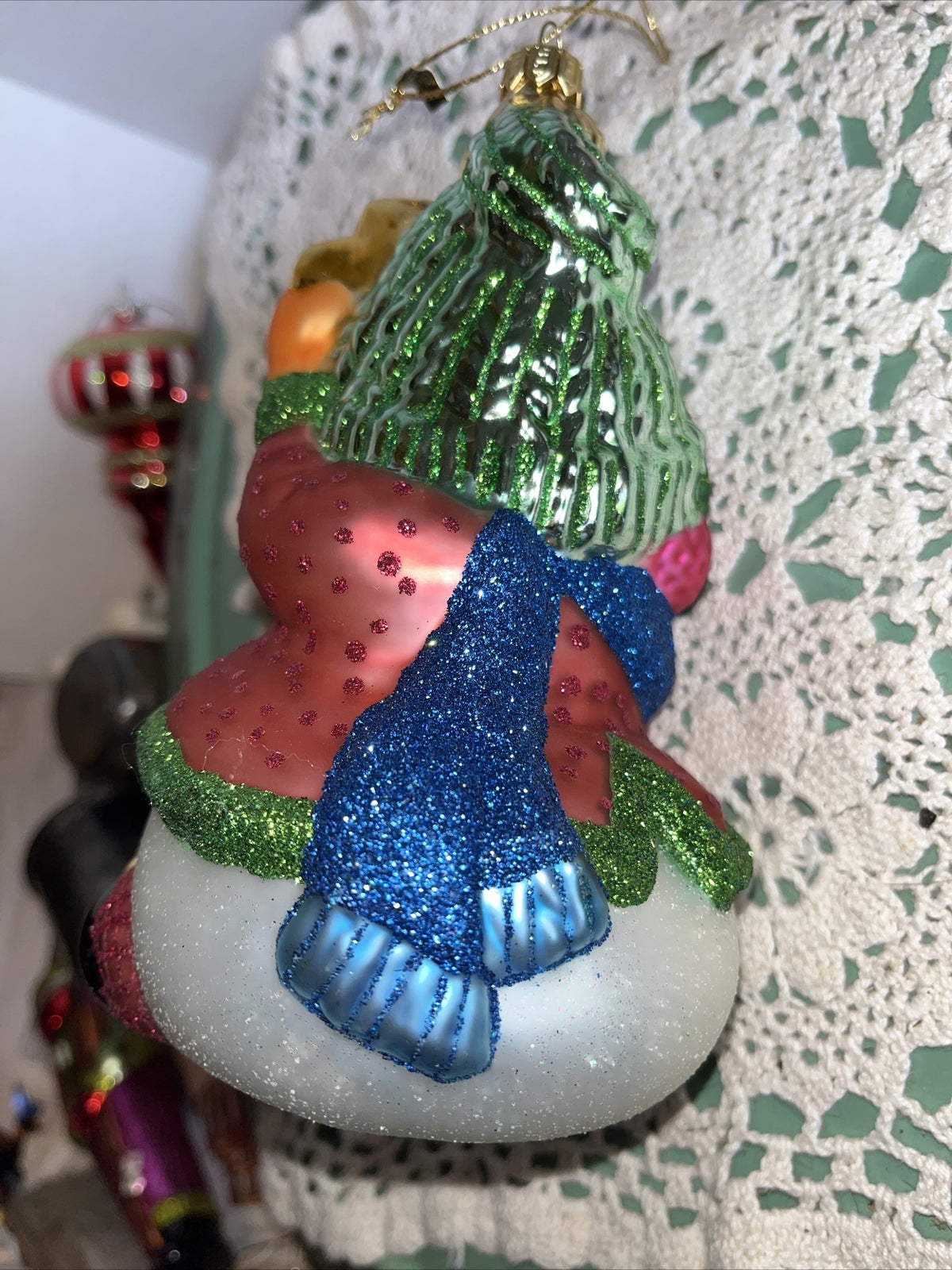 Vintage Snowman Mercury Glass Christmas Ornament
