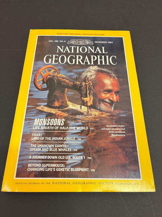 December  1984 National Geographic Monsoons Tigers Whales US Route 1 Genetics