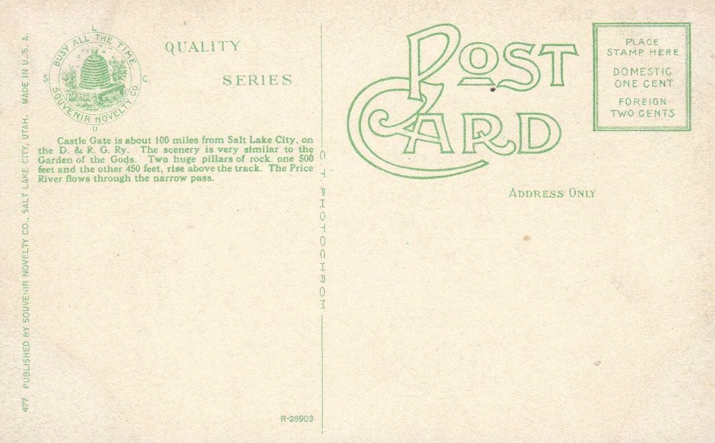 Castle Gate Train Tracks Canyons UT Utah Postcard