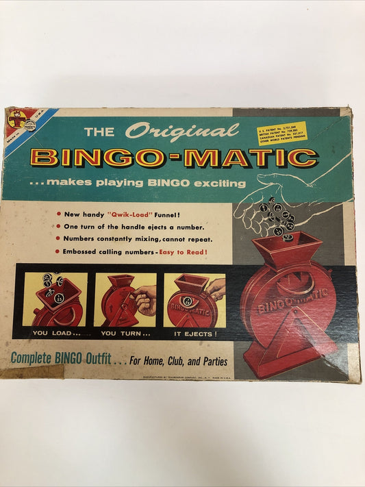 Vintage original TRANSOGRAM BINGO-MATIC GAME WITH RED QUICK-LOAD FUNNEL 