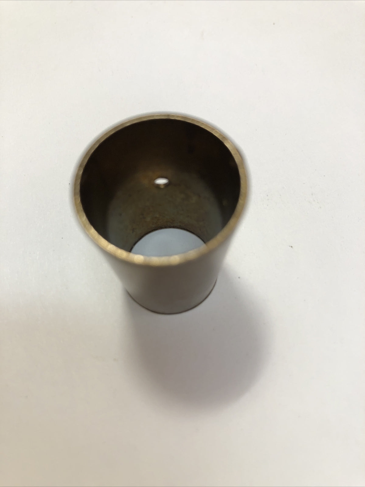 SINGLE ANTIQUE MID-CENTURY BRASS HARDWARE FURNITURE FOOT TUBE COVER SALVAGE