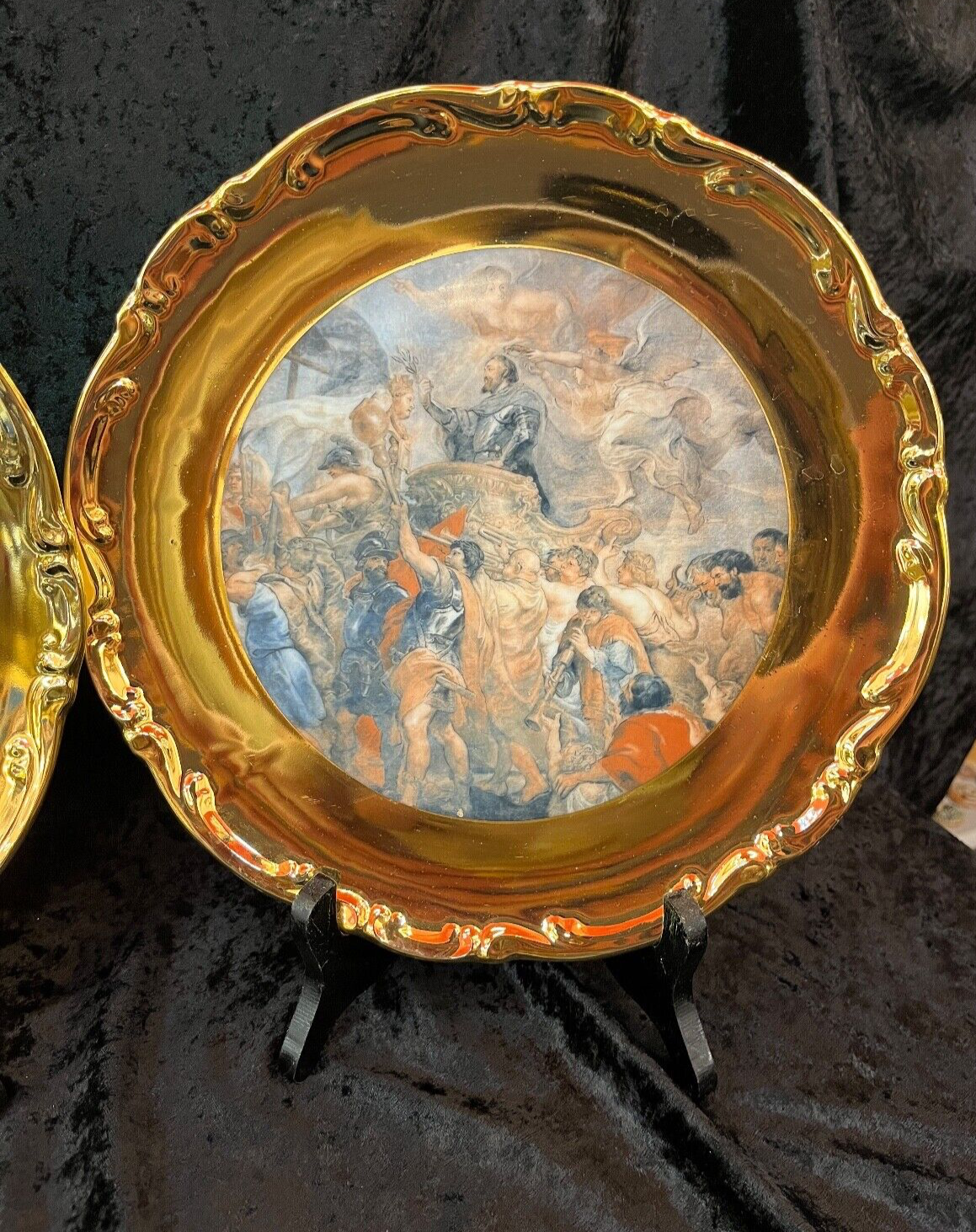 Set of 3 Vintage J.K. Bavaria Gold Trimmed Plates