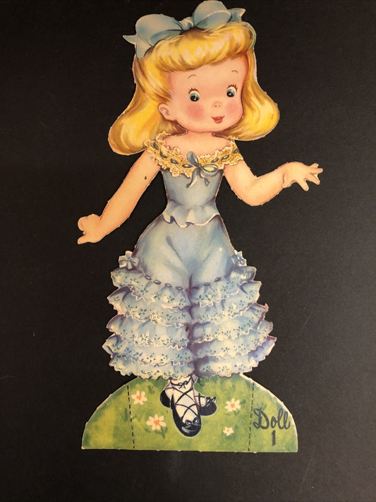 Vintage Paper Doll Set Merill Becky and Betsy (4) Stand Up Dolls 1952
