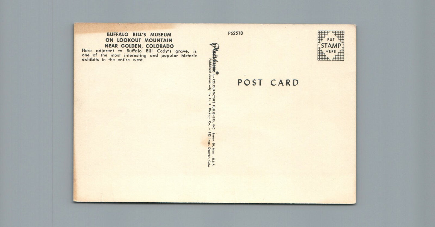 Buffalo Bills Museum On Outlook Mountain Near Golden Colorado CO Postcard