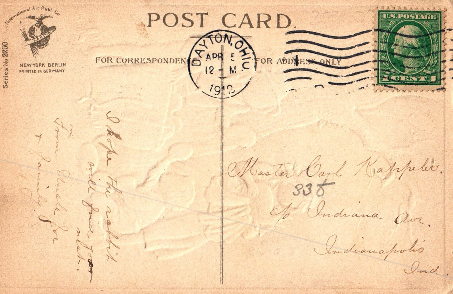 Easter Greetings Children Looking at Easter Eggs Bunny Vintage Easter Postcard