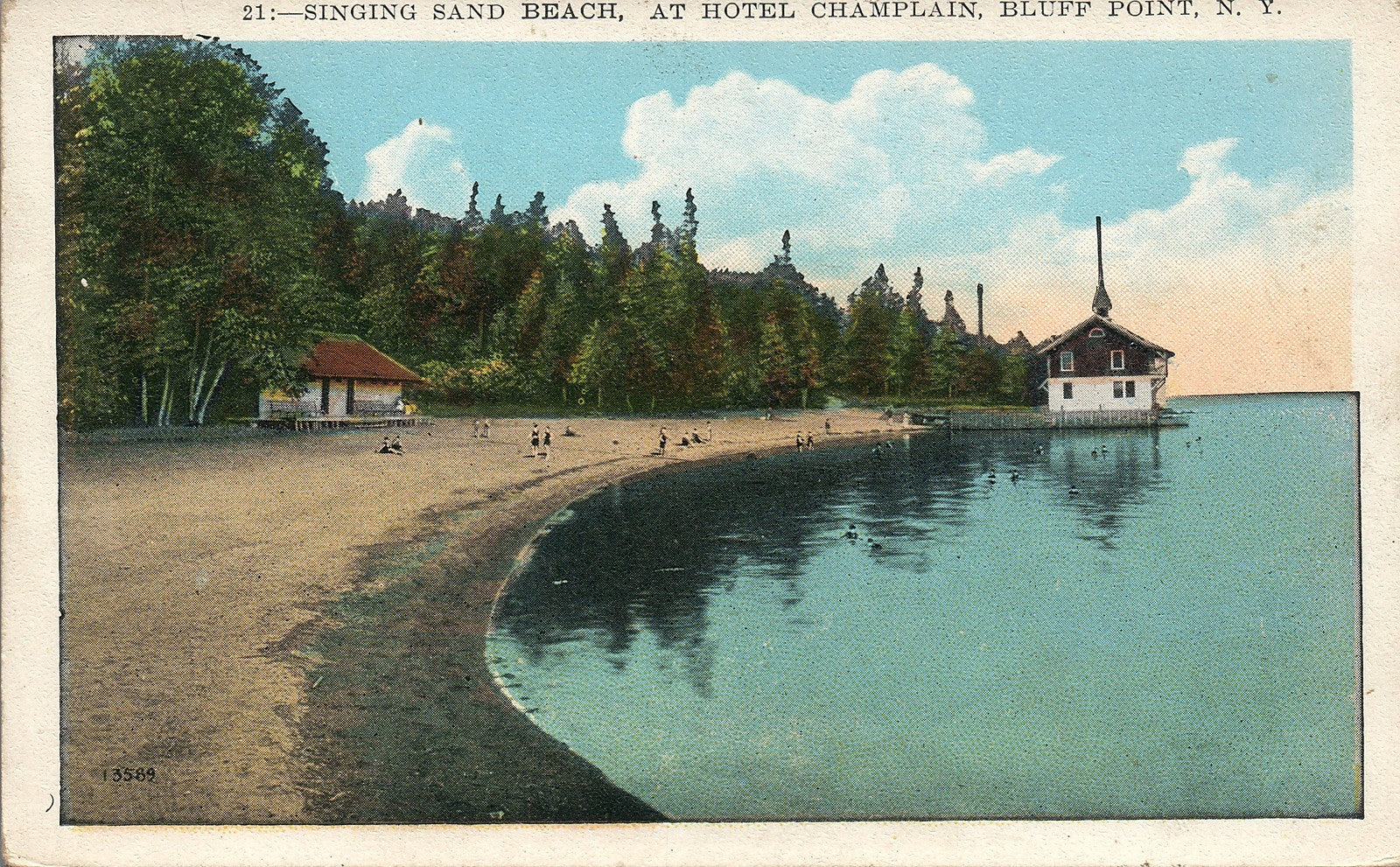 Singing Sand Beach Hotel Champlain Bluff Point NY No. 21 Vintage Postcard