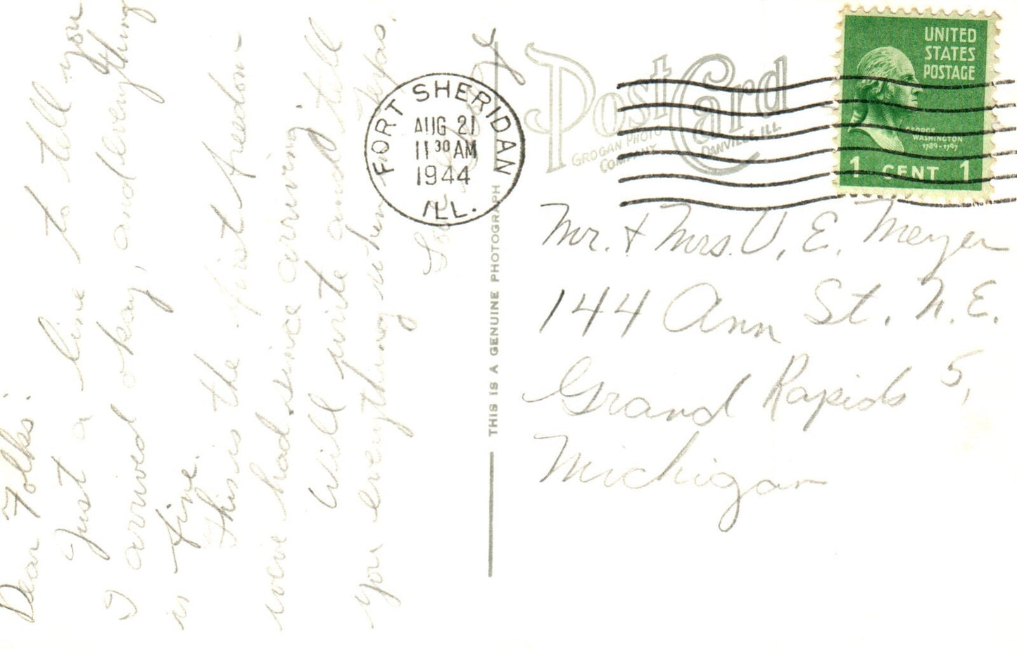 RPPC Men Sitting at Table in Service Club in Fort Sheridan IL Illinois Postcard