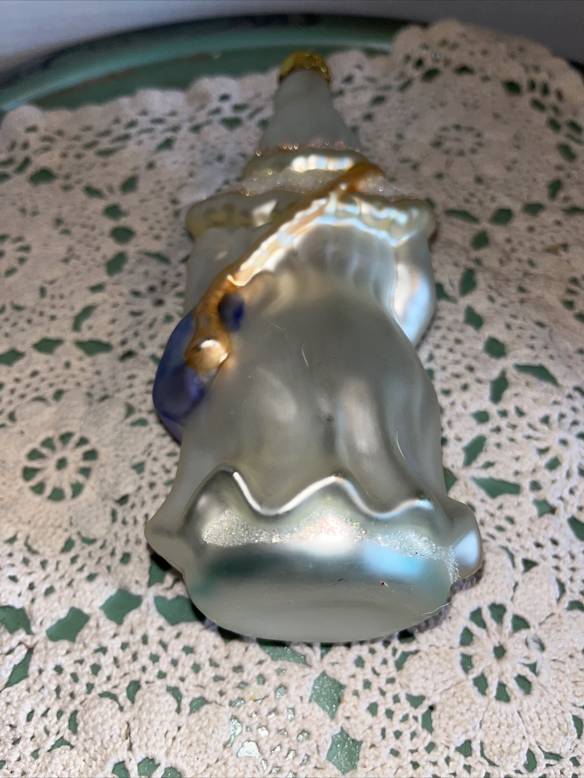 Vintage Gold Santa w| bear Mercury Glass Christmas Ornaments 