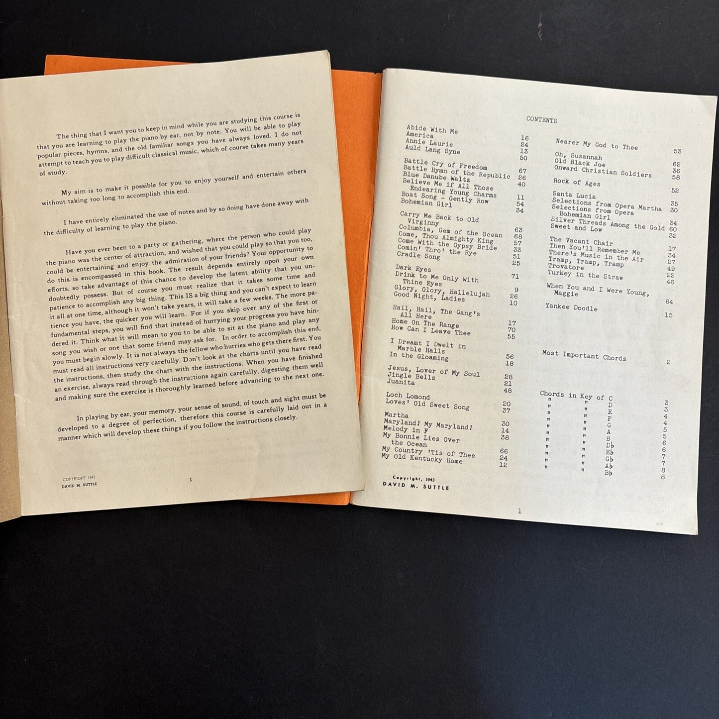 Set Of 2 Vintage 1943 Dave Minor Play By Ear  Song Books