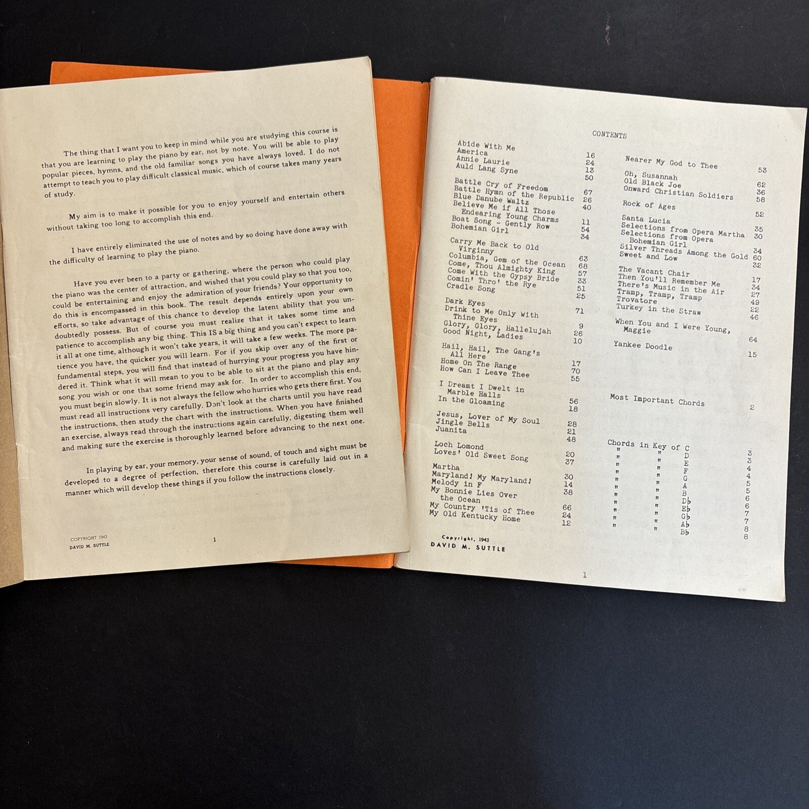 Set Of 2 Vintage 1943 Dave Minor Play By Ear  Song Books