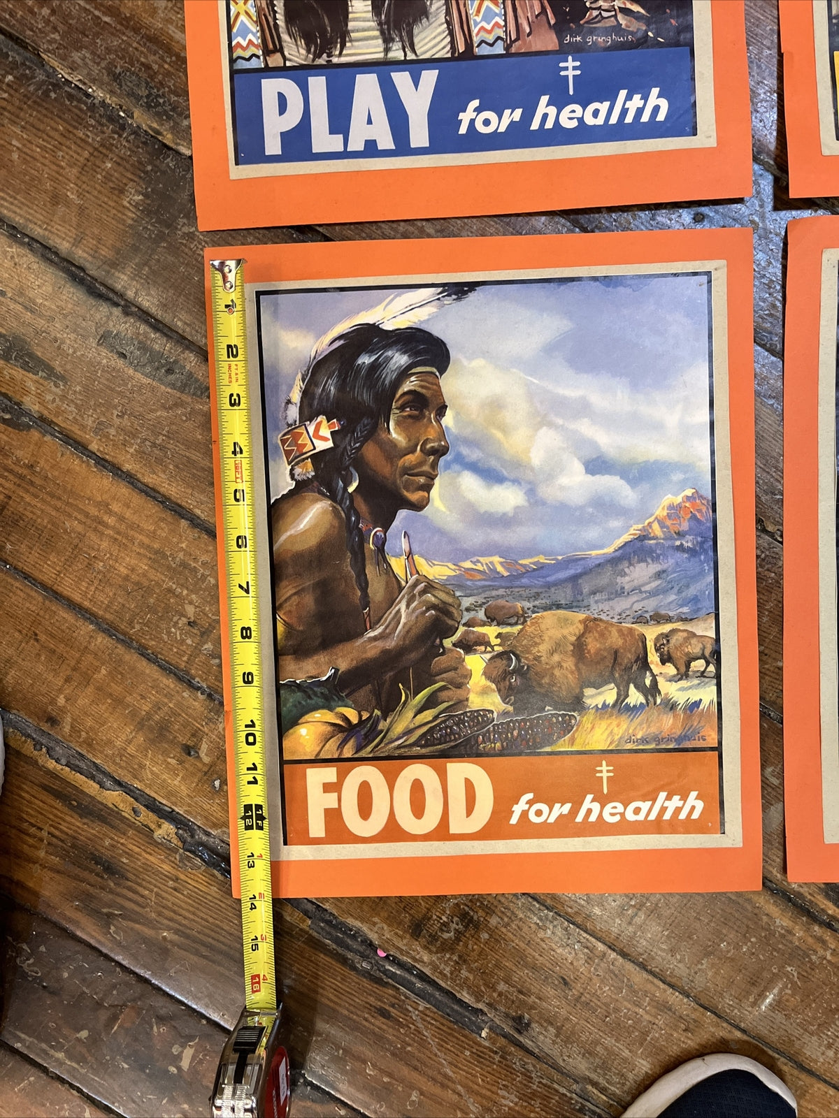 4 Vintage 1952 Posters Native American Indian.  10 X 13 MN   Health