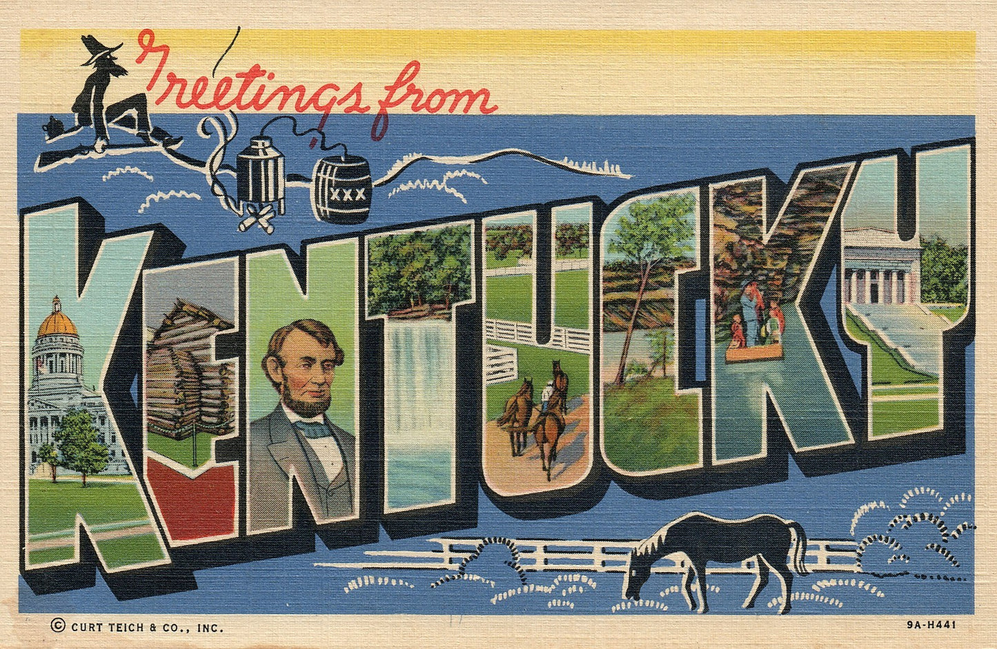 Kentucky KY Large Letter  Postcard