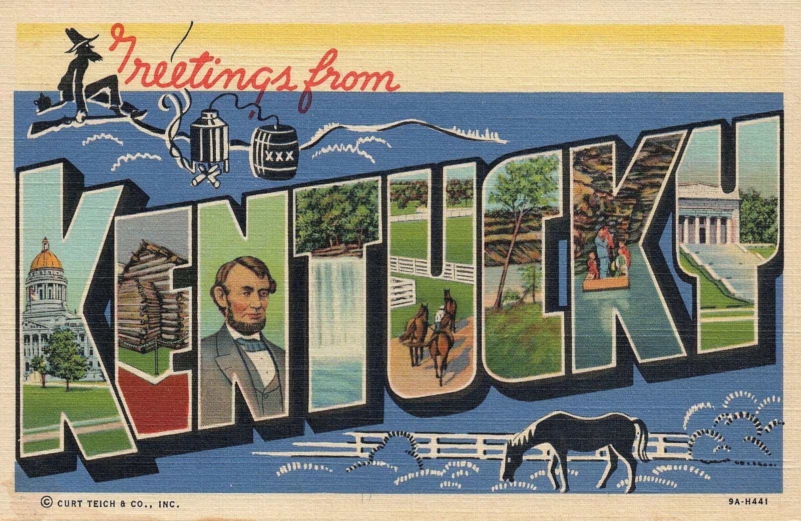 Kentucky KY Large Letter  Postcard