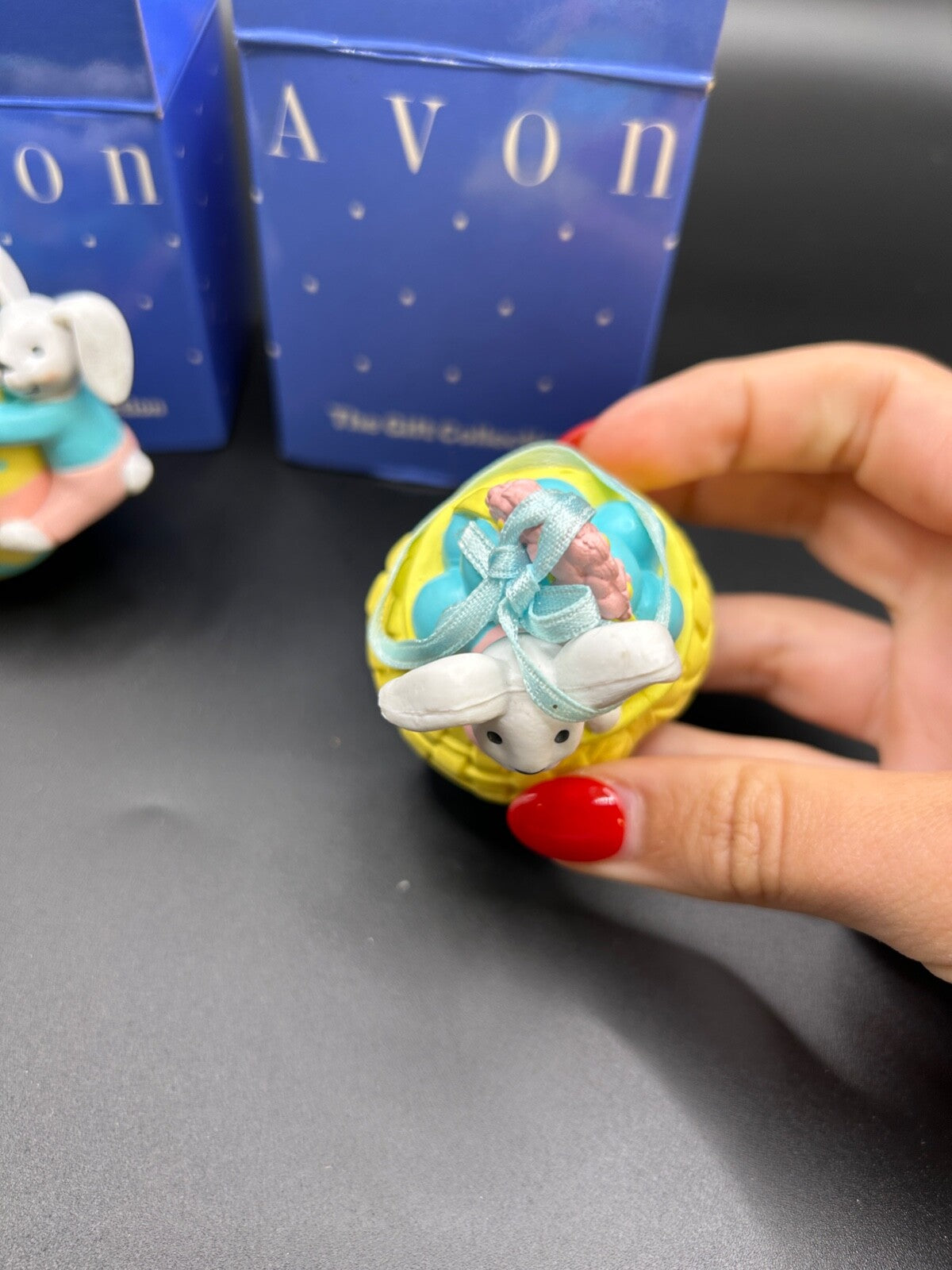 NEW Vintage AVON Busy Bunny Easter Ornament, Bunny with Basket and watering can!