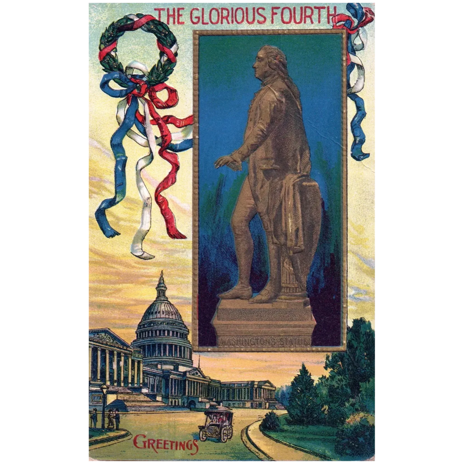 The Glorious Fourth Greetings Vintage Fourth of July Patriotic Postcard
