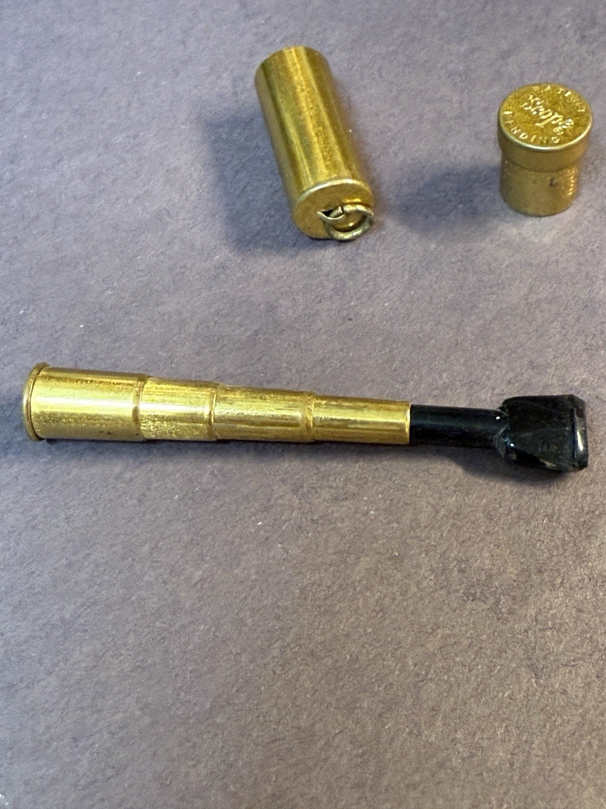 Vintage Scope Brass Telescoping Cigarette Holder Case Pendant Keychain Ring