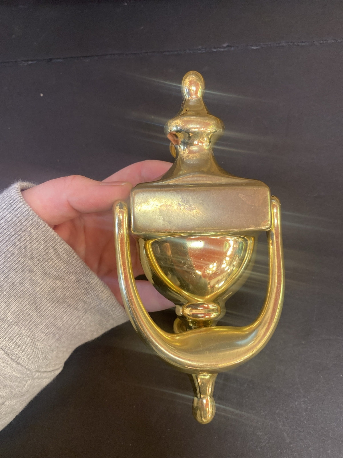 Vintage Sold Brass Door Knocker 6.5" x 3.5"