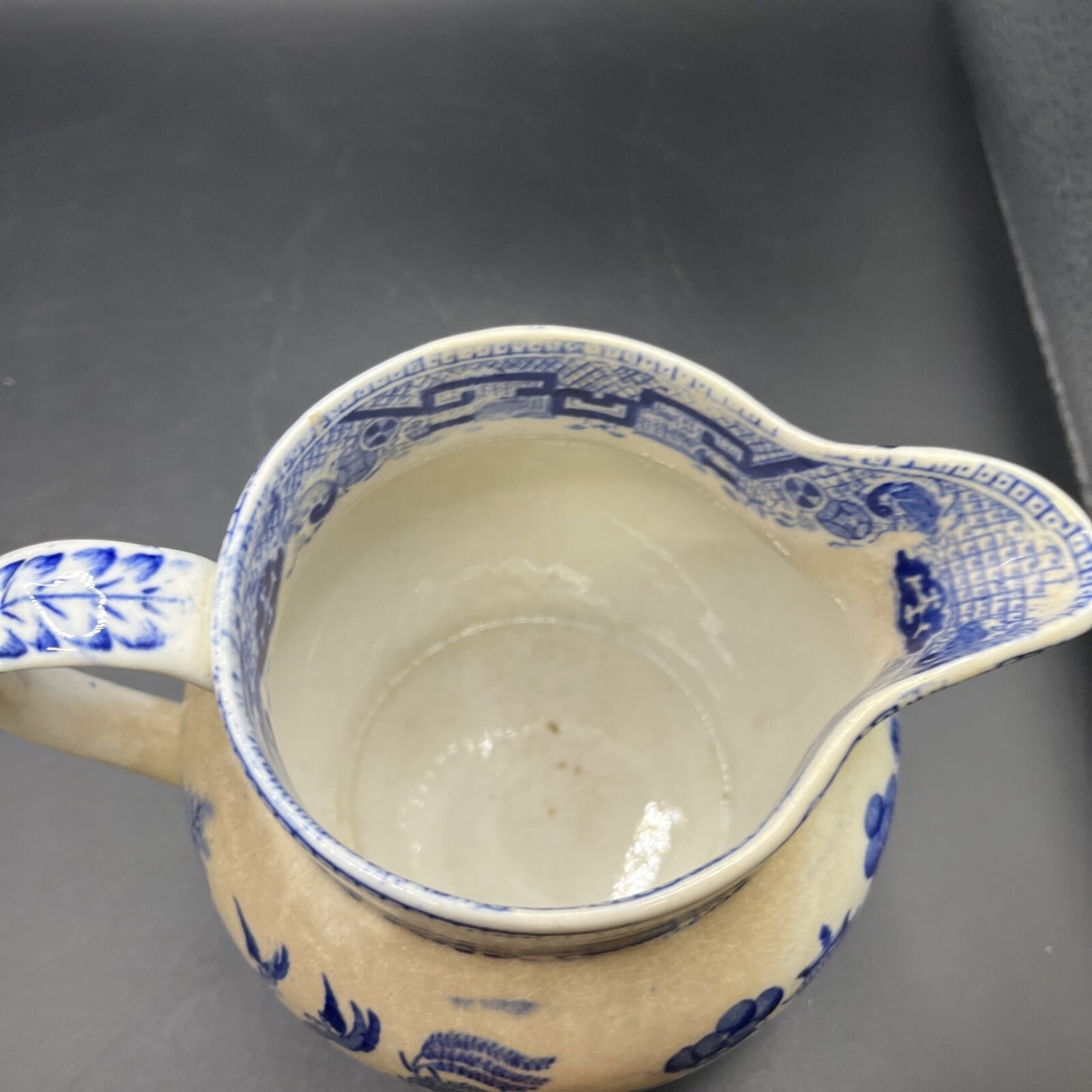 Antique Ridgeway Transfer Ware Staffordshire Blue Willow Large Pitcher C. 1890's