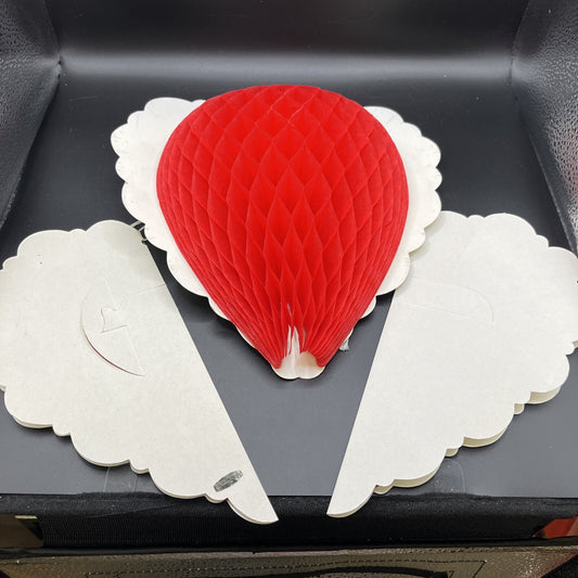 VTG Honeycomb Tissue Paper Valentine Day Hearts Decor  aprox 4" x 9" FOLDED Size