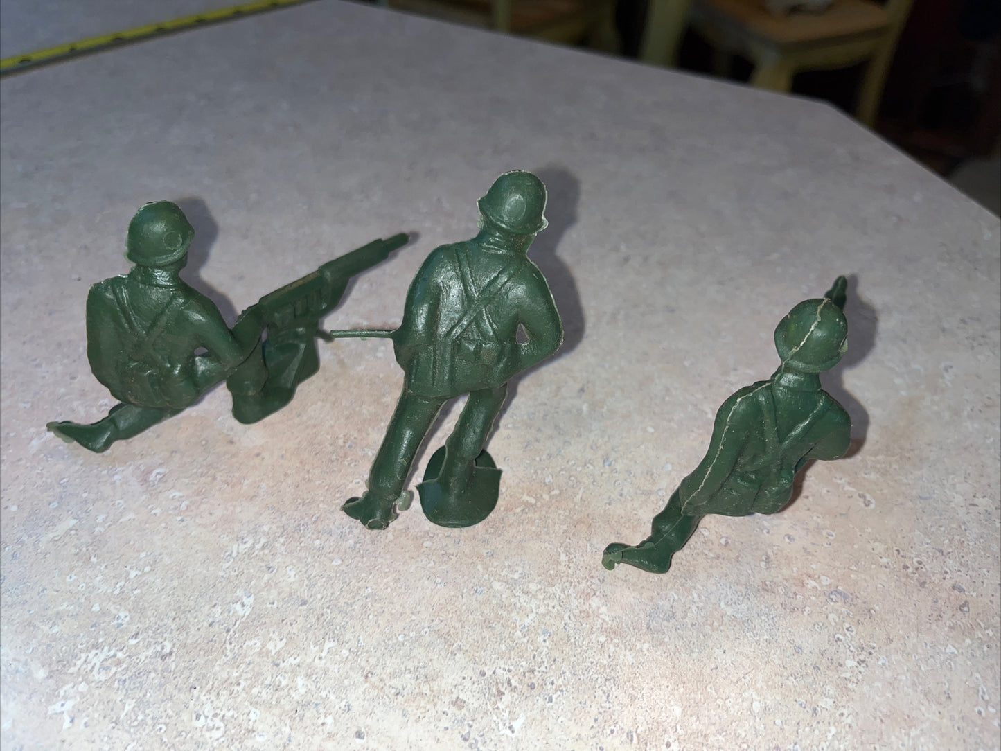 Vintage Marx 4” Plastic US Army Toy Soldiers Olive Green (Reissue?) Lot of 3