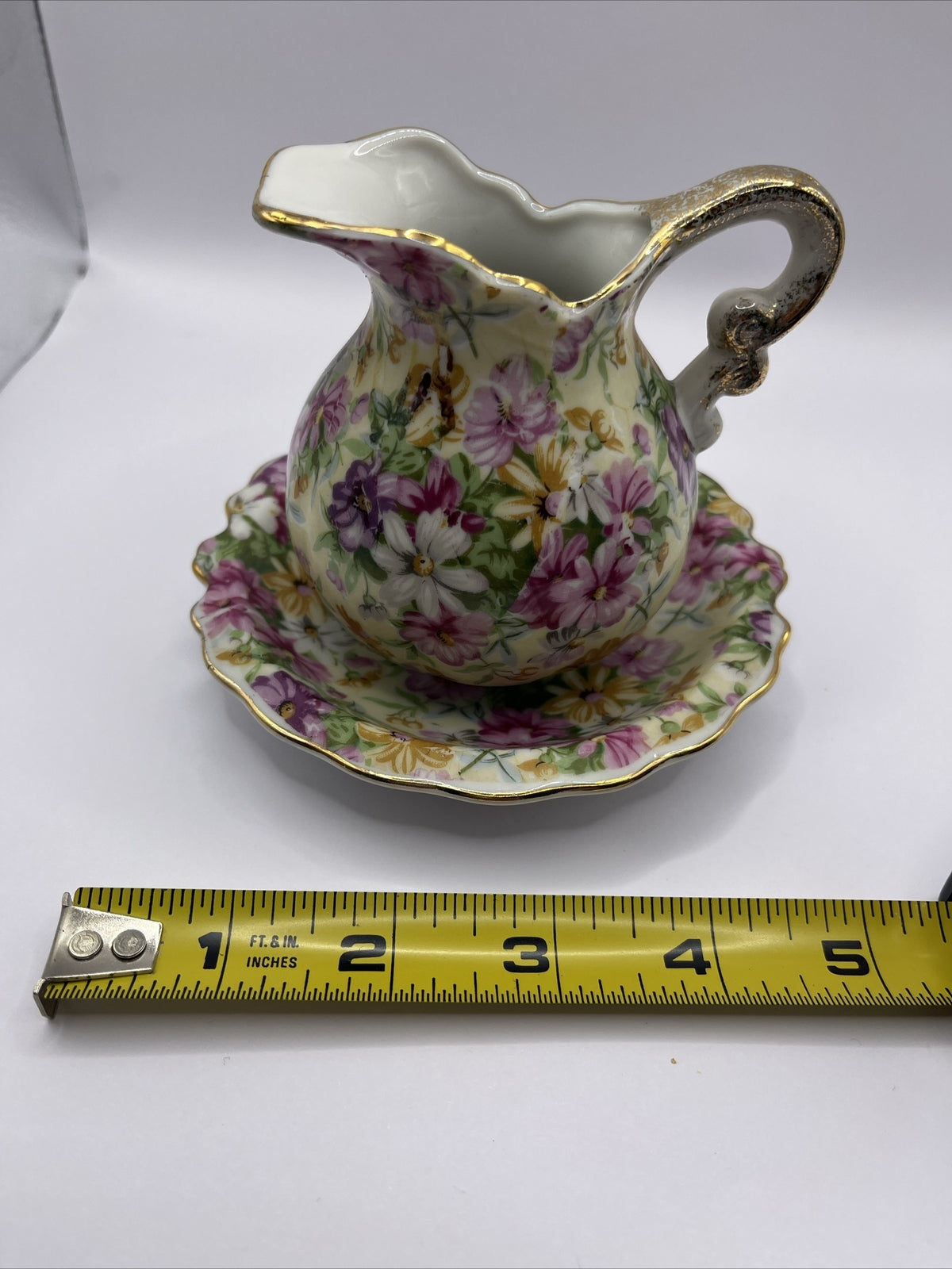 Vintage Royal Chintz Arnart 5th Ave  Creamer Pitcher And Saucer