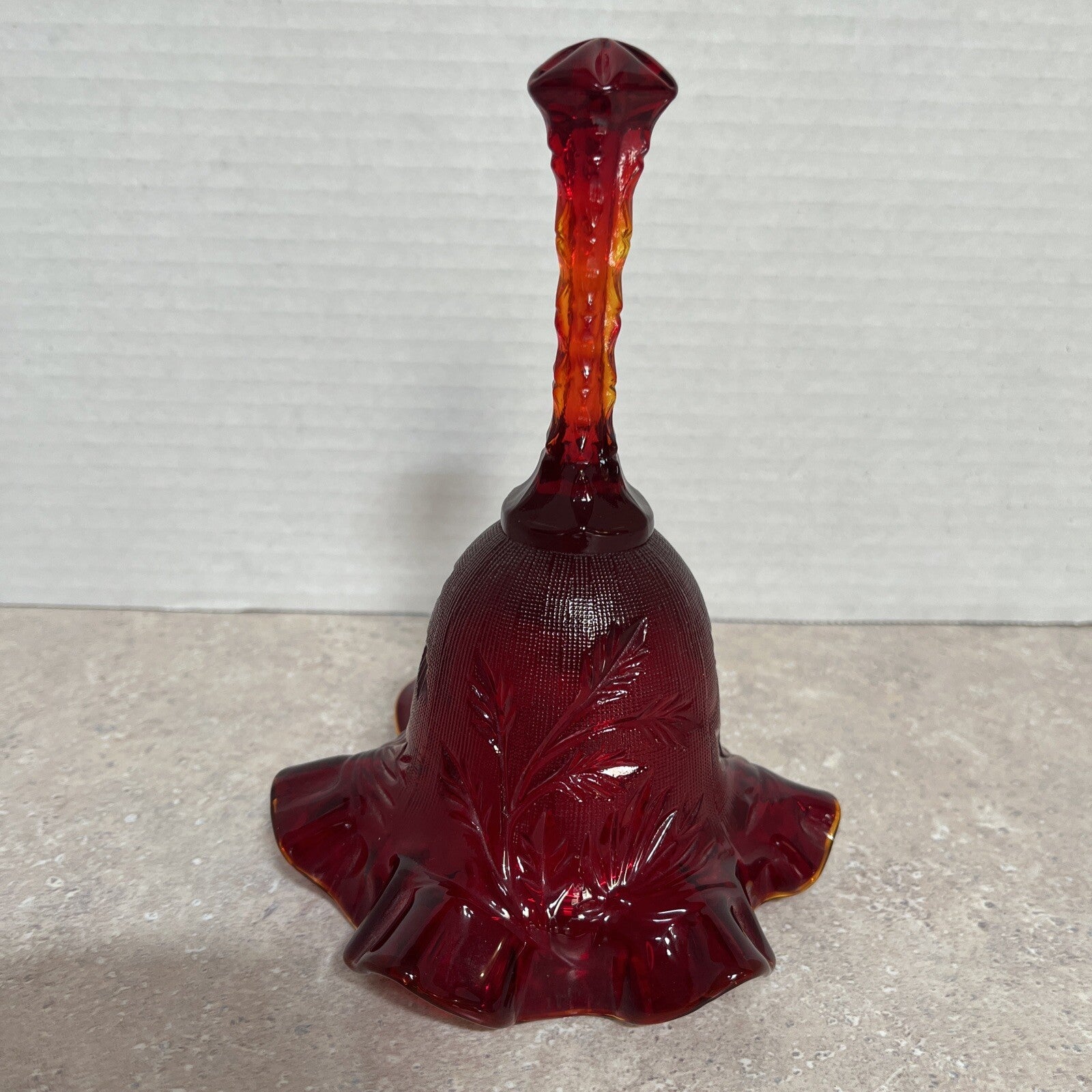 Fenton Amberina Carnival Glass Ruby Red Ruffle Edge Bell 