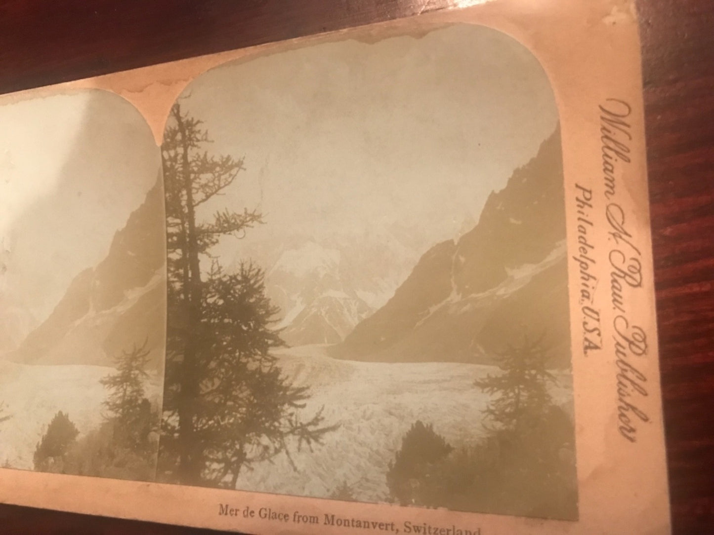 Real photo stereoview Met de GLace from Monteverdi Switzerland 