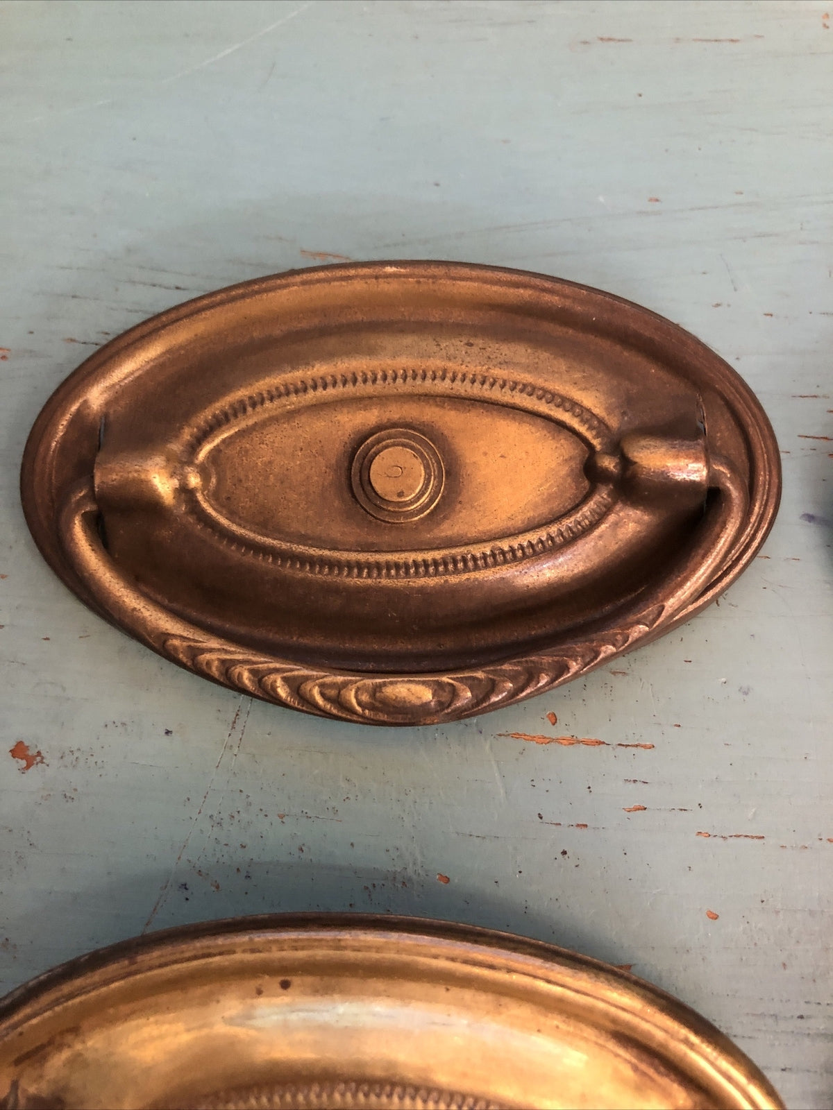Lot of 4 Vintage ANTIQUE BRASS OVAL PULL HANDLES