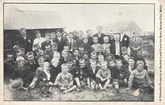 Group Photo Beulah land Farm for Boys Boyne City Michigan MI Postcard