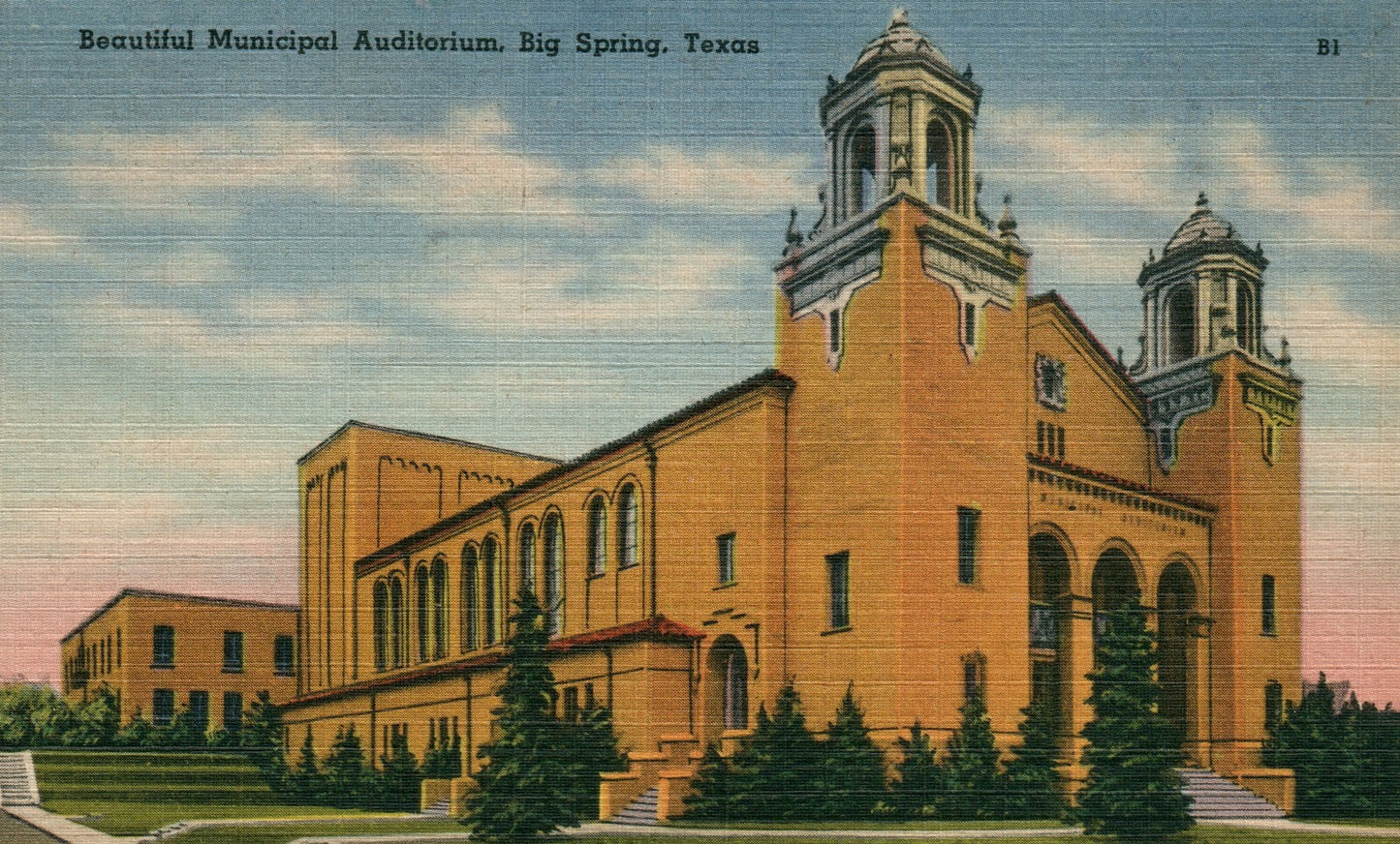  Beautiful Municipal Auditorium Big Spring Tex Texas TX Postcard  