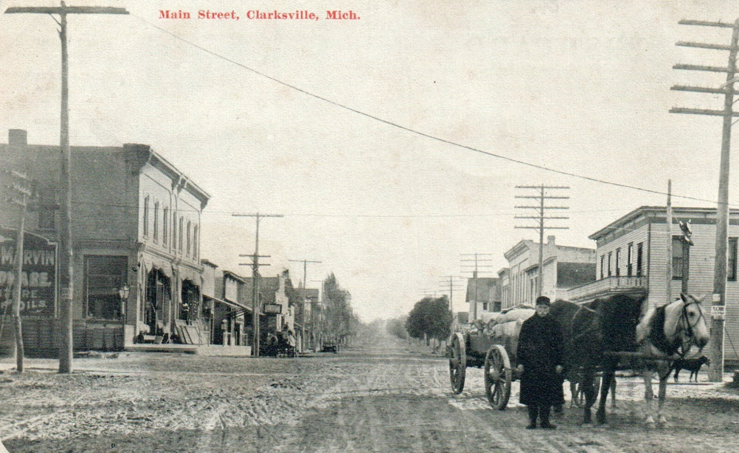 Main Street Clarksville MI Michigan Vintage Postcard