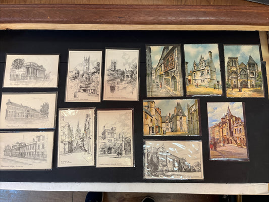 Vintage Postcard Lot Of 13, Oxford University, Cambridge, Le Mans
