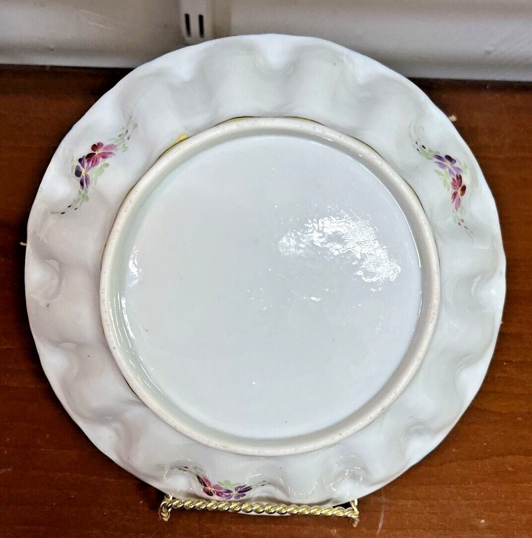 PRETTY VINTAGE CHINA "BLUE FLORAL" SCALLOPED BOWL 8.5"