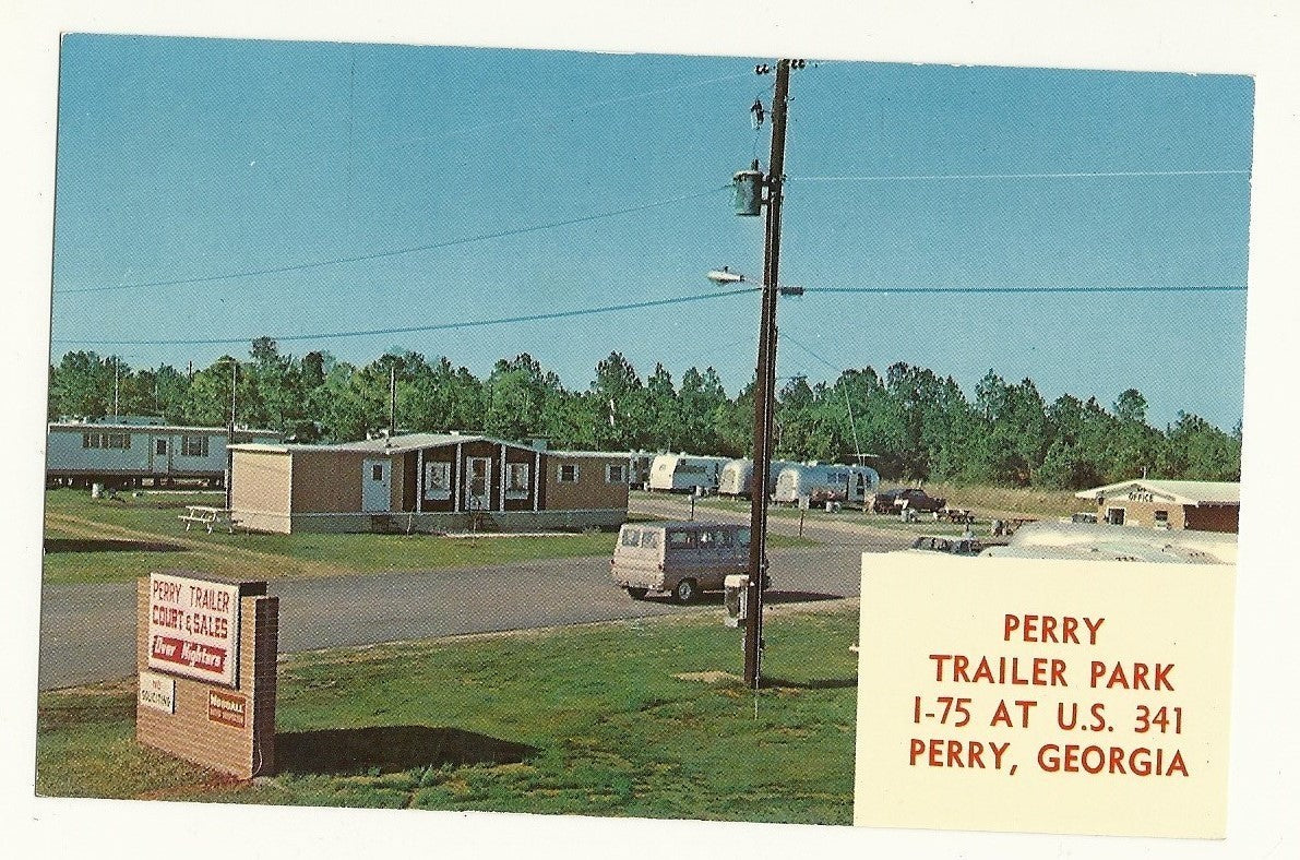 Perry Trailer Park Georgia Car Automobile Transportation Postcard