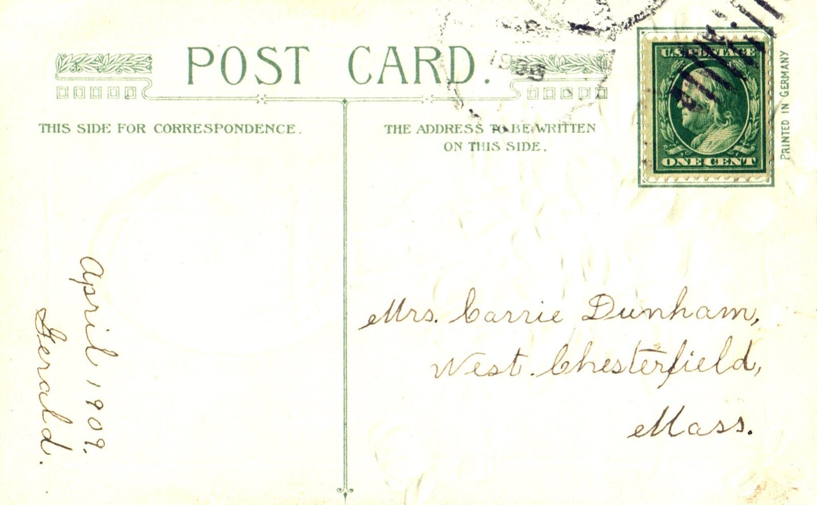 A Joyous Eastertide Beautiful Flowers with Blue Egg Vintage Easter Postcard