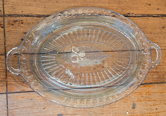 Anchor Hocking Blue Mayfair Open Rose depression Square 13" Oval Platter