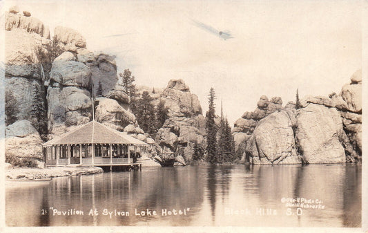 RPPC Pavilion At Sylvan Lake Hotel in Black Hills SD South Dakota Postcard